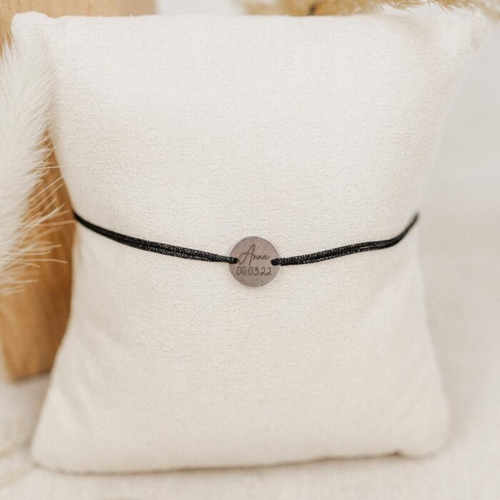 personalisiertes Armband schwarz - silber