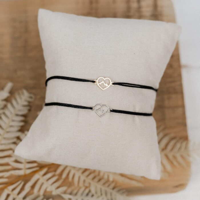 Armband Bergherz aus 925 Sterling Silber Bandfarbe schwarz