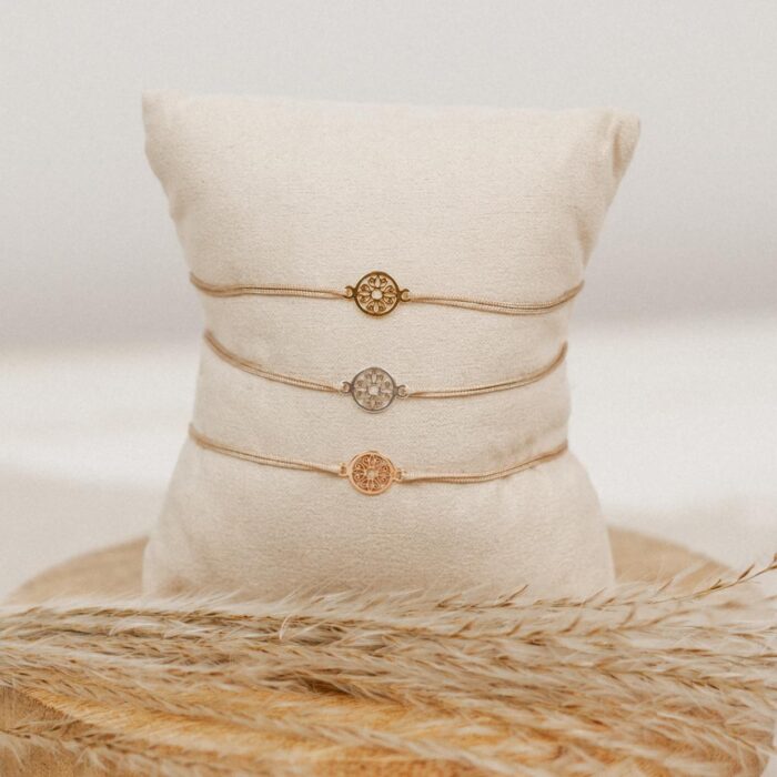 Armband Mini-Ornament aus 925 Sterling Silber Bandfarbe Beige
