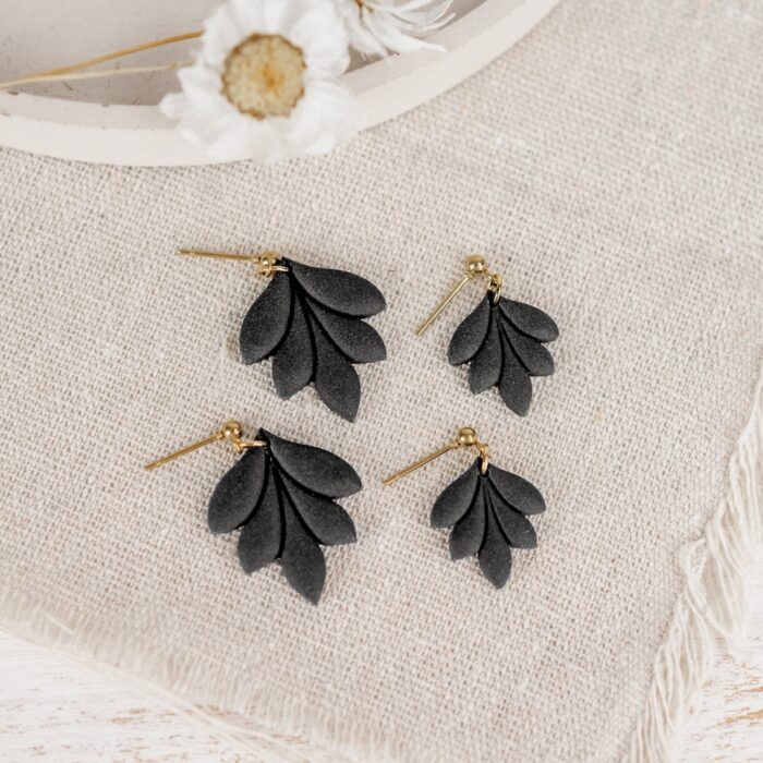 Ohrhänger Blatt schwarz gold
