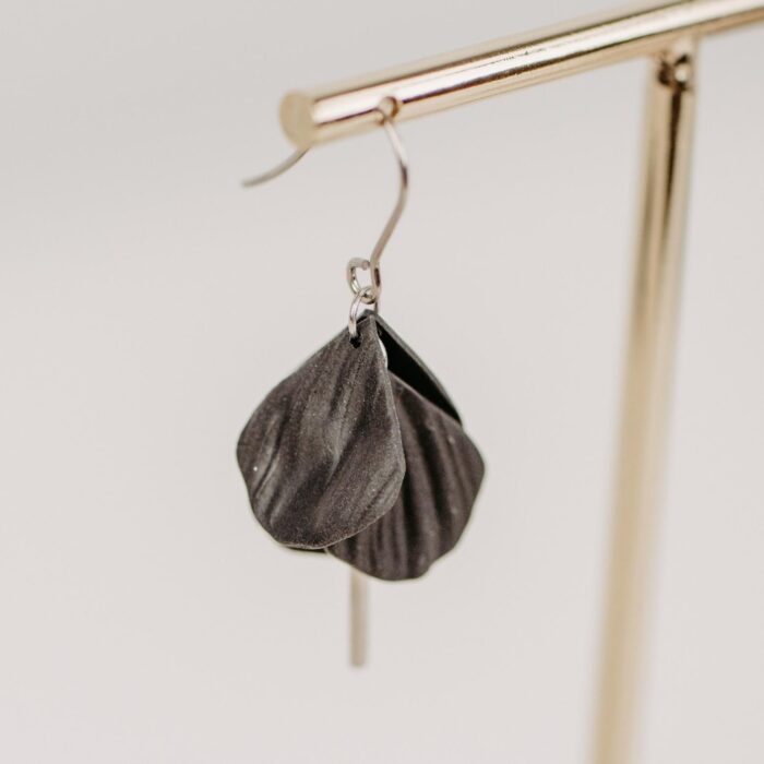Ohrhänger Blüten schwarz silber