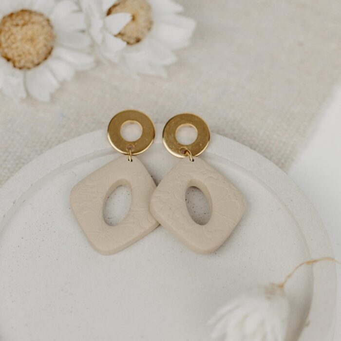 Ohrhänger Donut beige gold