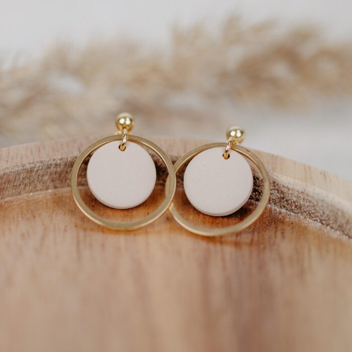 Ohrhänger Loop beige gold