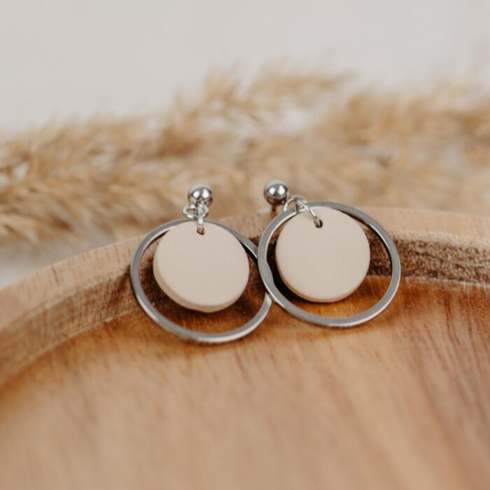 Ohrhänger Loop beige silber