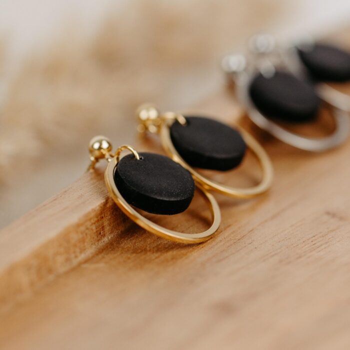 Ohrhänger Loop schwarz gold