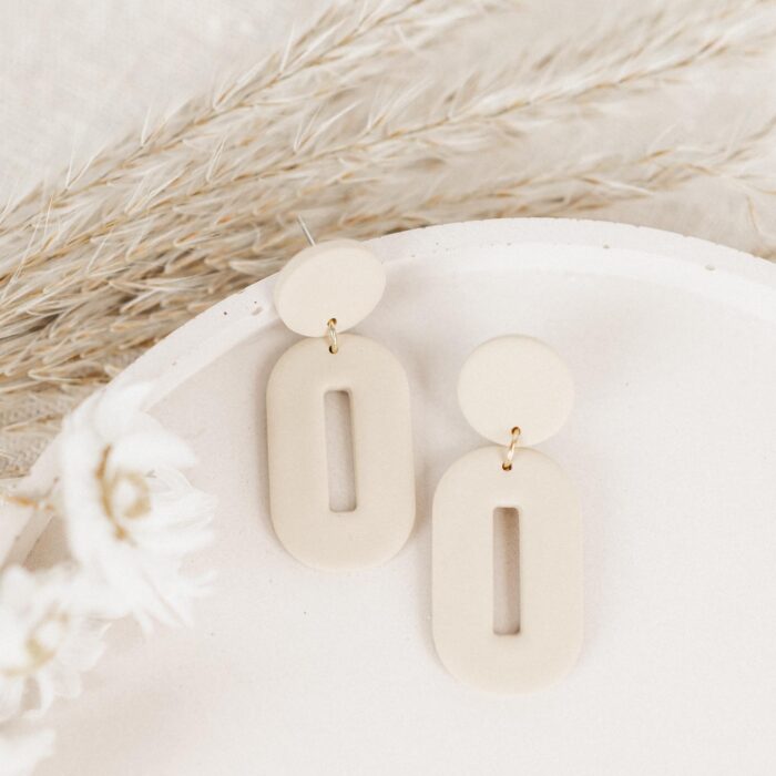 Ohrhänger Statement beige gold
