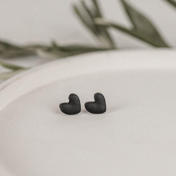 Ohrstecker Schwarz Herz