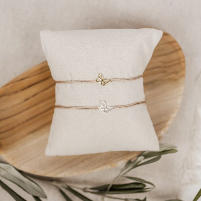 Armband Schmetterling Bandfarbe Beige