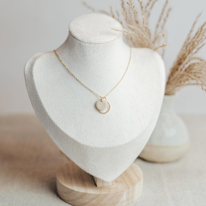 Halskette bubble circles beige gold