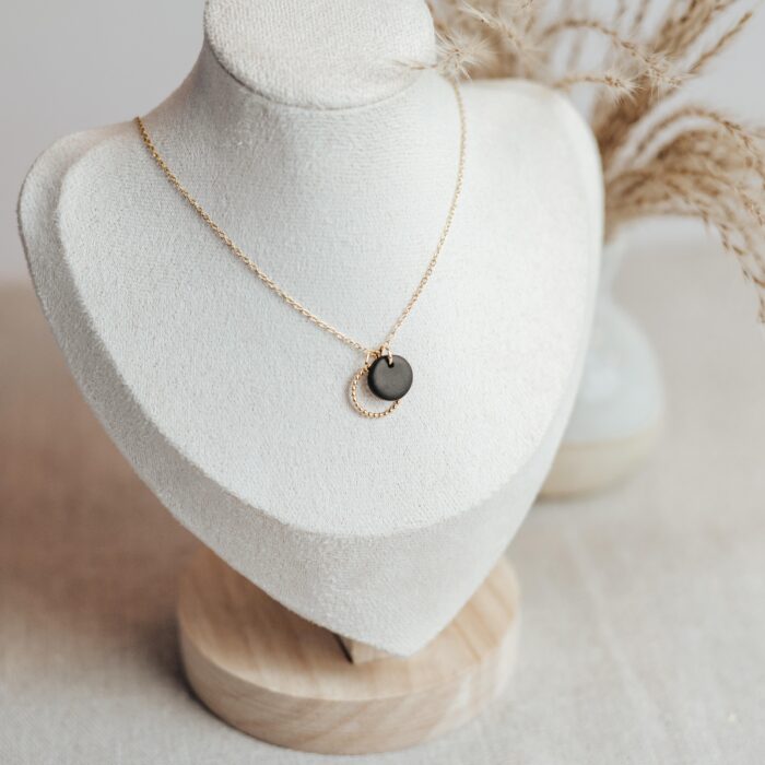 Halskette bubble circles schwarz gold