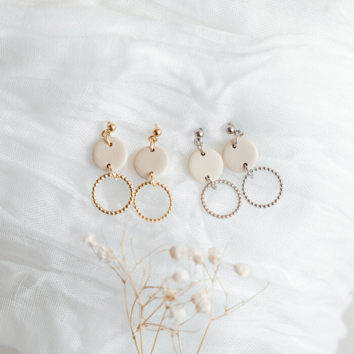 Ohrhänger Bubble Circles beige