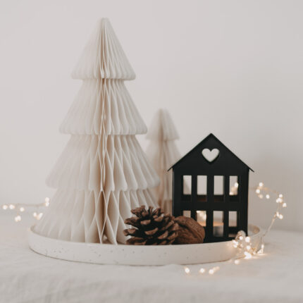 Papiertanne 2er Set Natur und Metallhaus schwarz mini